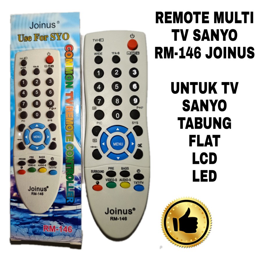 REMOTE KHUSUS TV SANYO TABUNG/FLAT/LED/LCD RM-146 UNIVERSAL