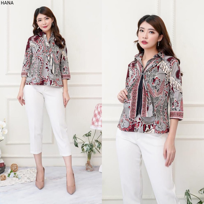 Evercloth Hana Blouse Wanita Atasan Wanita Blouse Batik Wanita Atasan