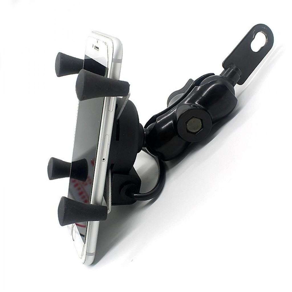 X-Grip Holder Motor Smartphone USB 12V 2A Handle Motor Kuat Menjaga Handphone Aman Motorcycle Stand