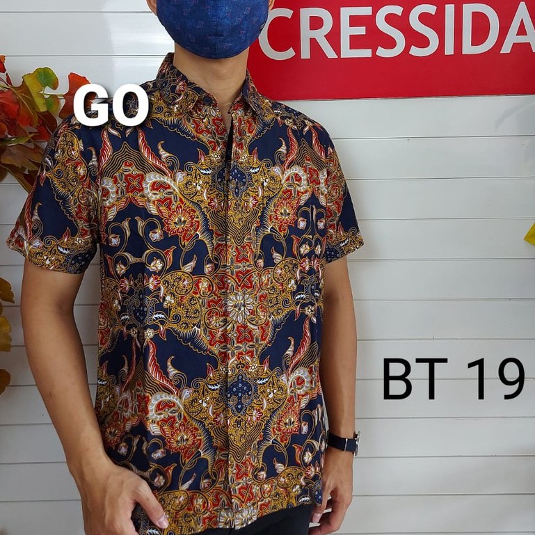 gof CRESSIDA KEMEJA BATIK Pakaian Pria Atasan Kemeja Hem Casual Reguler Original Lengan Pendek Bagus