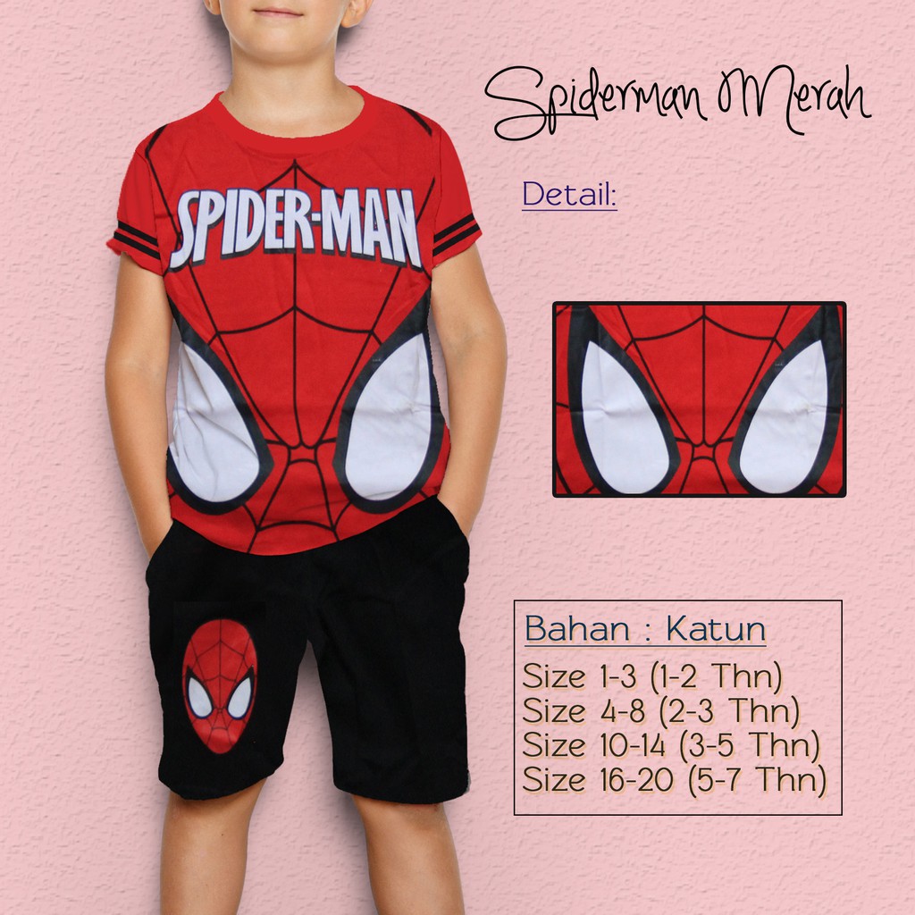 Setelan Anak  Laki  Laki  1  9 Thn Spiderman Merah Baju Anak  