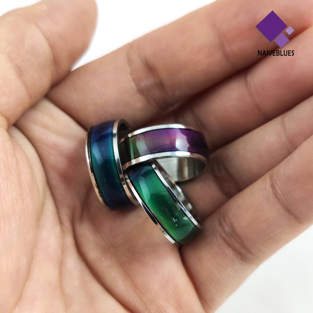 Naiveblue Cincin Mood Ring Berubah Warna Sesuai Suhu Bahan Baja Untuk Pasangan / Pria / Wanita