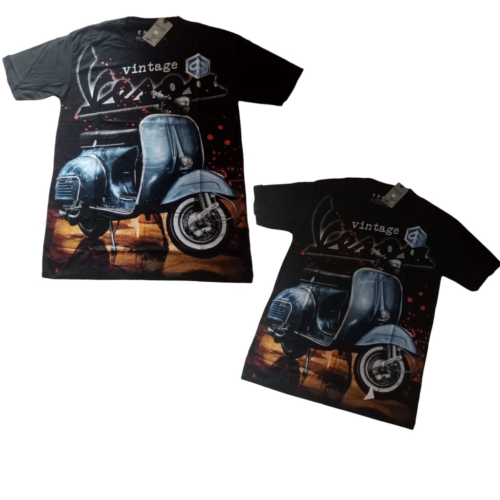 Kaos Baju Oblong Pria/wanita Distro Otomotif VESPA VINTAGE Random/BAJU KAOS ALL SIZE ( L )