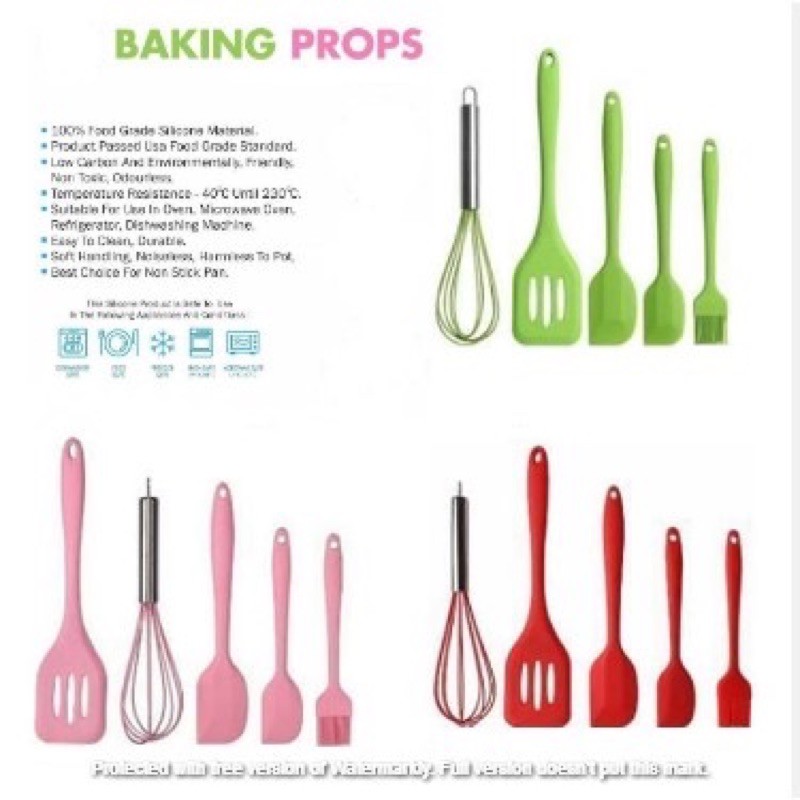 Baking props 5 in 1 kocokan  telur silicone trowel