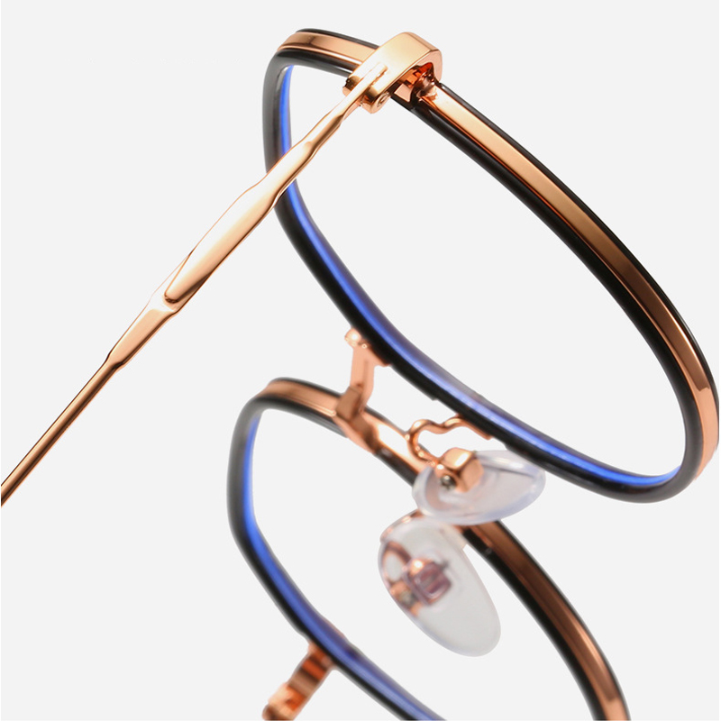 Korean Metal Anti Radiation Eyeglasses Retro Polygon Frame for Women Men
