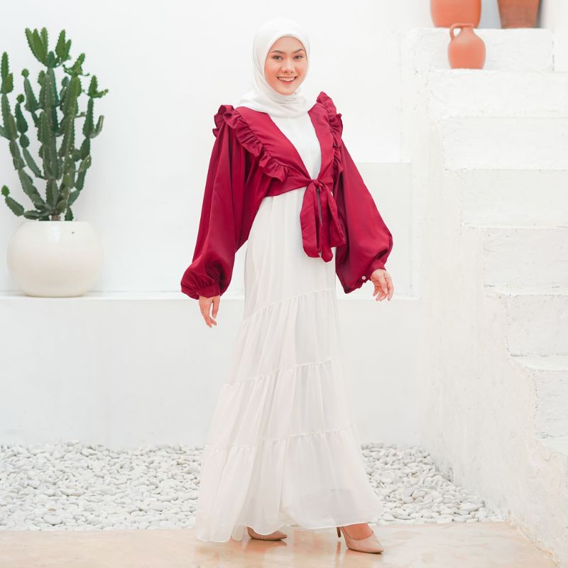 SETELAN WANITA KAIRA DRESS TERBARU DAN CARTIGAN FASHION MUSLIM MOSCREEP TERBARU KEKINIAN