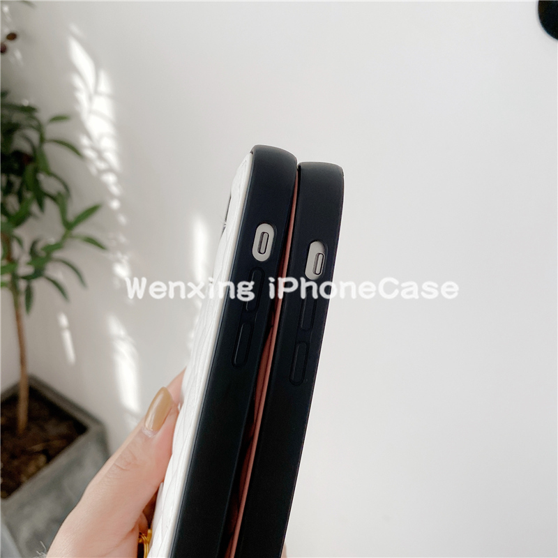 Hard Case Bahan Kulit Domba Untuk Iphone 13 12 11 Pro X Xs Max Xr Anti-lost Protective Cover