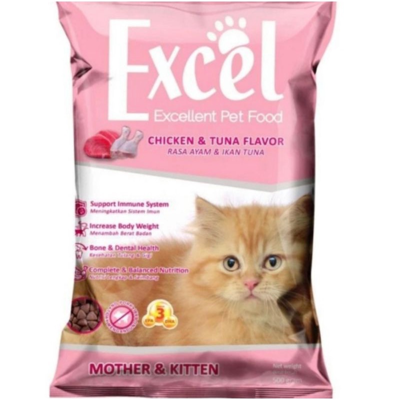 EXCEL CAT FOOD 500GR Fresh Pack /  Makanan Kucing Excel Adult, Mother &amp; Kitten 500gr