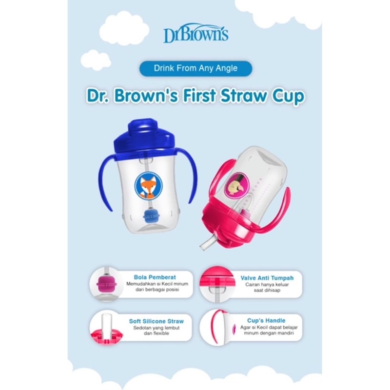 Dr.Brown's baby's First Straw Cup TC91010- Botol minum anak