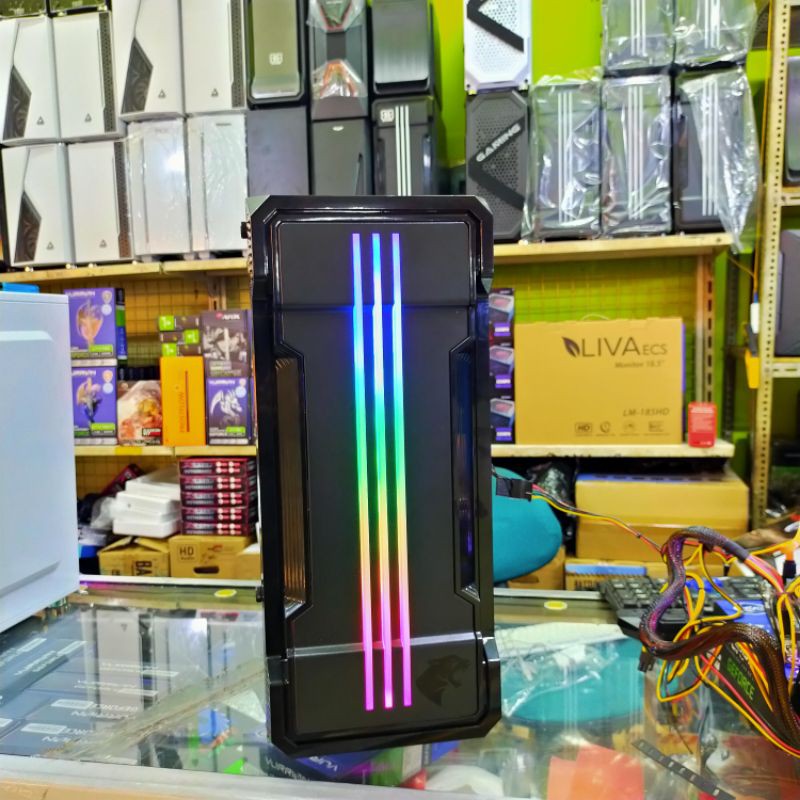 pc rakitan/cpu gaming amd RYZEN 5 3400G 8 GB SSD128 HDD 500gb