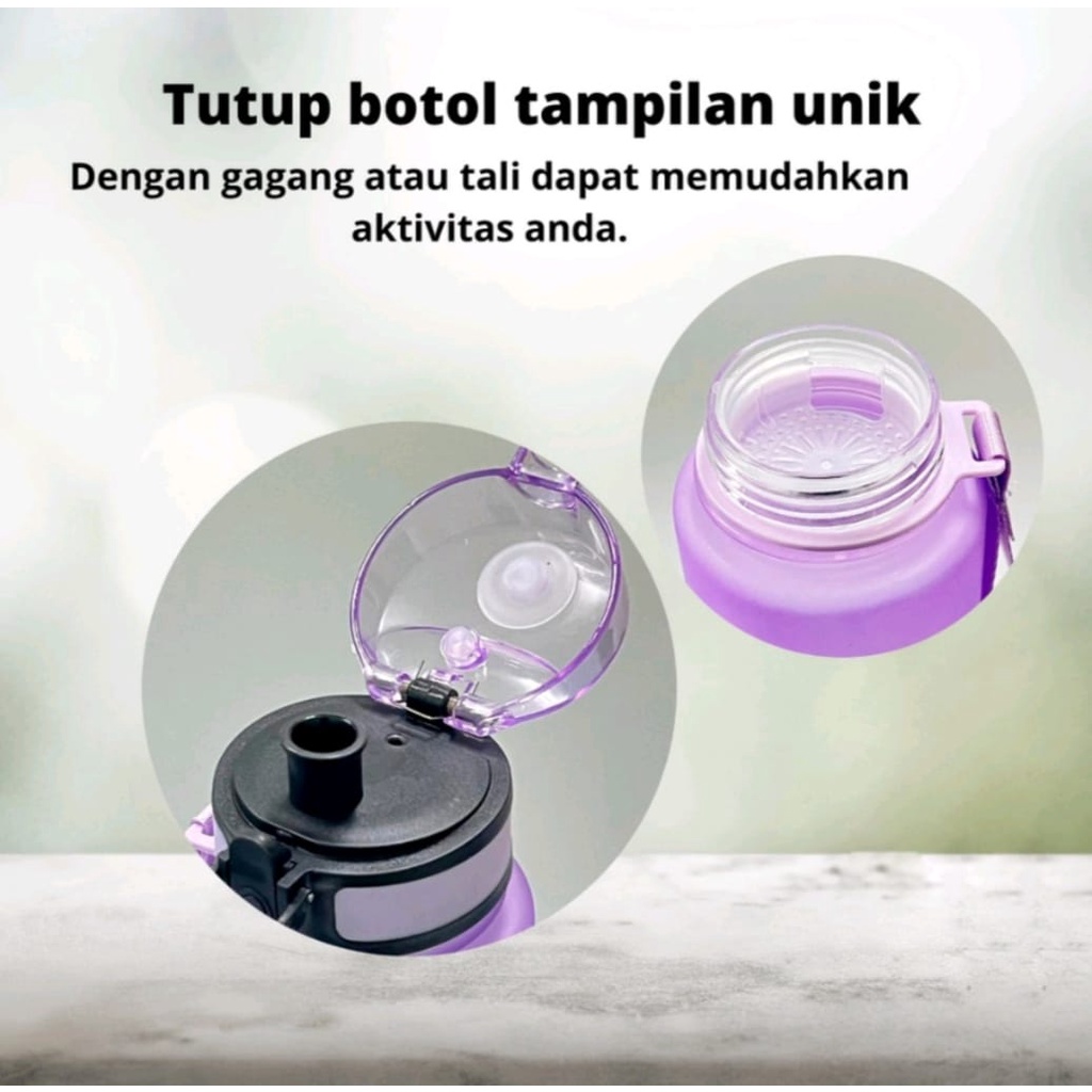 Botol Minuman We Babe Bears Free Sticker 2D &amp; 3D Food Grade Bebas BPA Ukuran 2 Liter &amp; 800ML-Botol Minum Viral Motivasi Dengan Penanda Waktu-Botol Couple Pasangan Gradasi Anti Bocor Awet Tahan Lama