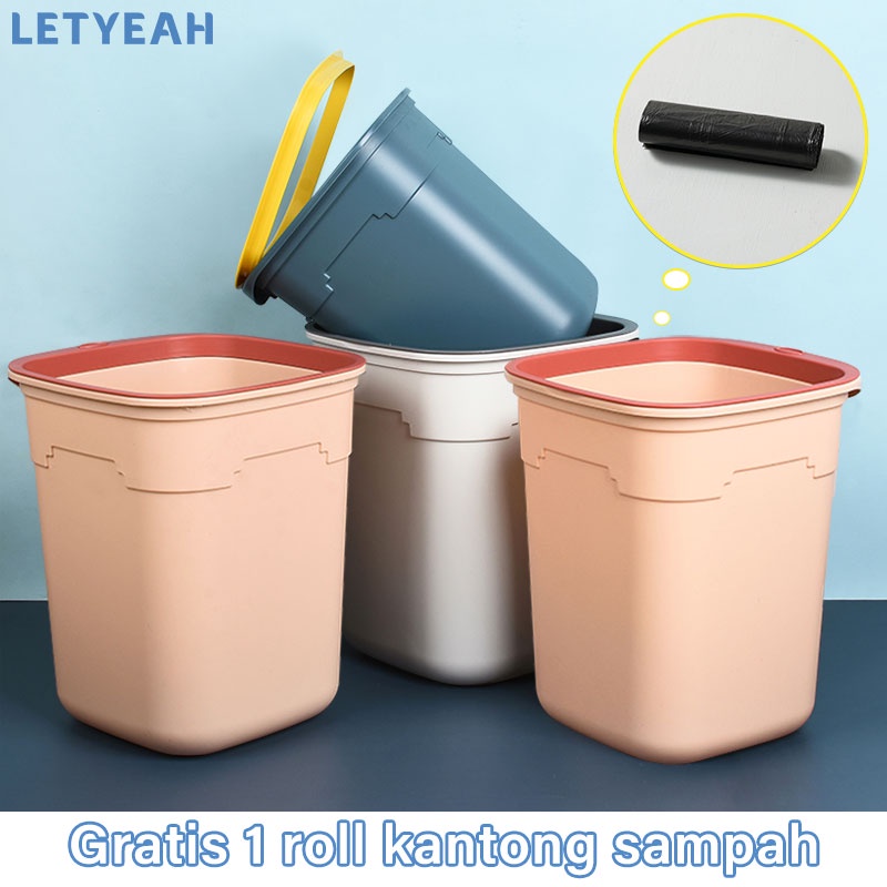 letyeah Tempat sampah minimalis aesthetic / tong sampah ruang tamu kotak sampah dapur trash bin / gratis 1 roll kantong sampah