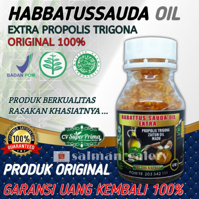 HABATUSSAUDA OIL  EXTRA  PROPOLIS  TRIGONA 200 KAPSUL/MENJAGA KESEHATAN/MENINGKATKAN IMUN/MENGEBALKAN TUBUH
