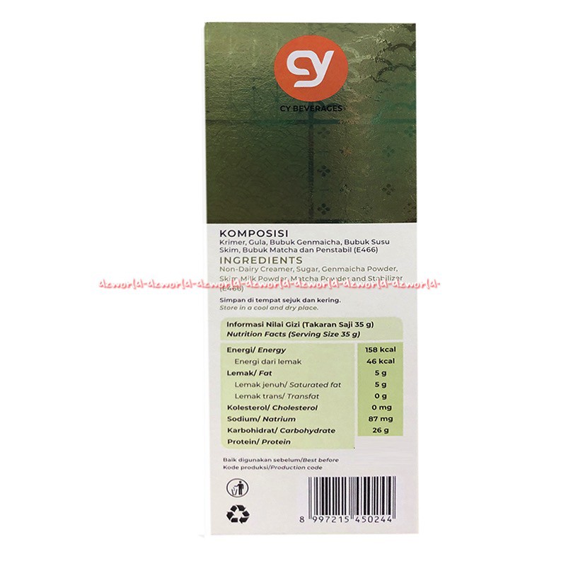 CY Matcha Latte With Roasted Brown Rice Genmaicha 3in1 8sachets