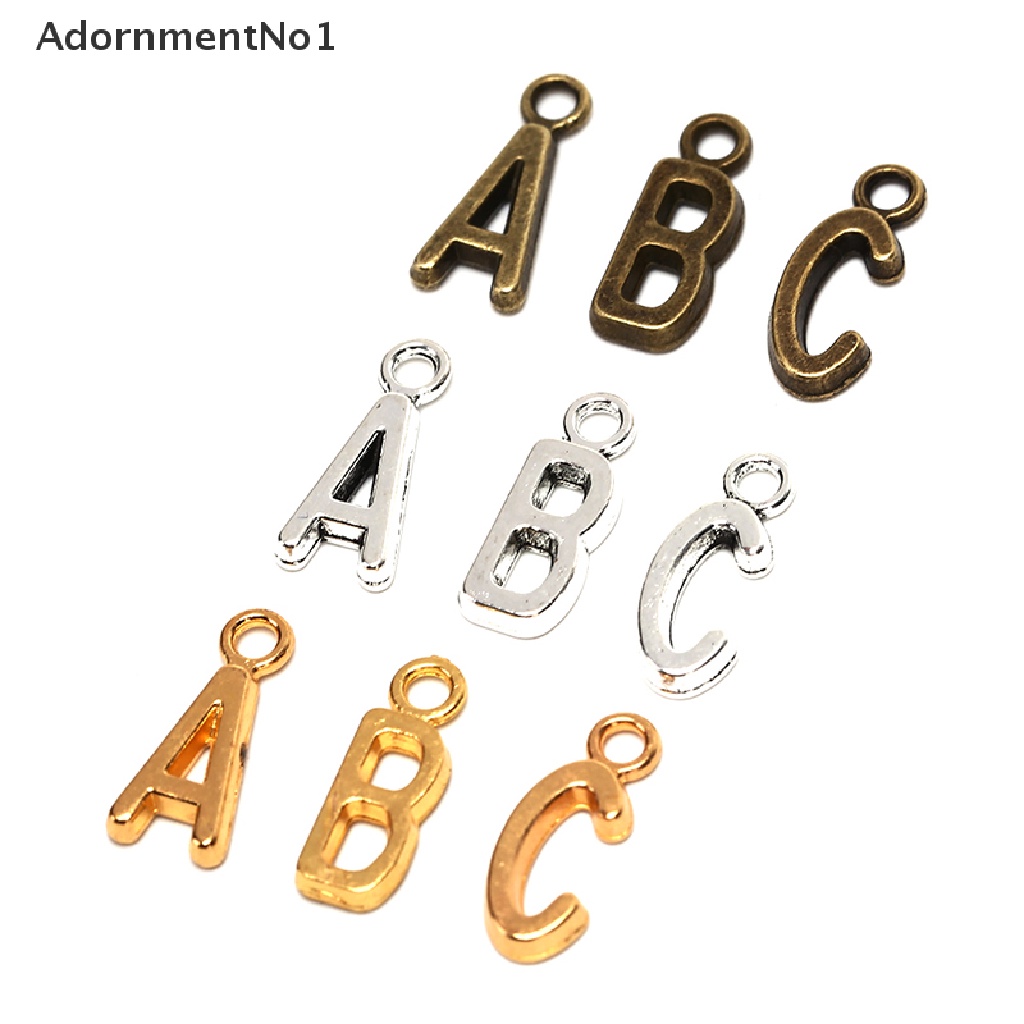 (AdornmentNo1) 26pcs Liontin Huruf A-Z Warna Silver / Gold Untuk DIY Perhiasan Charms