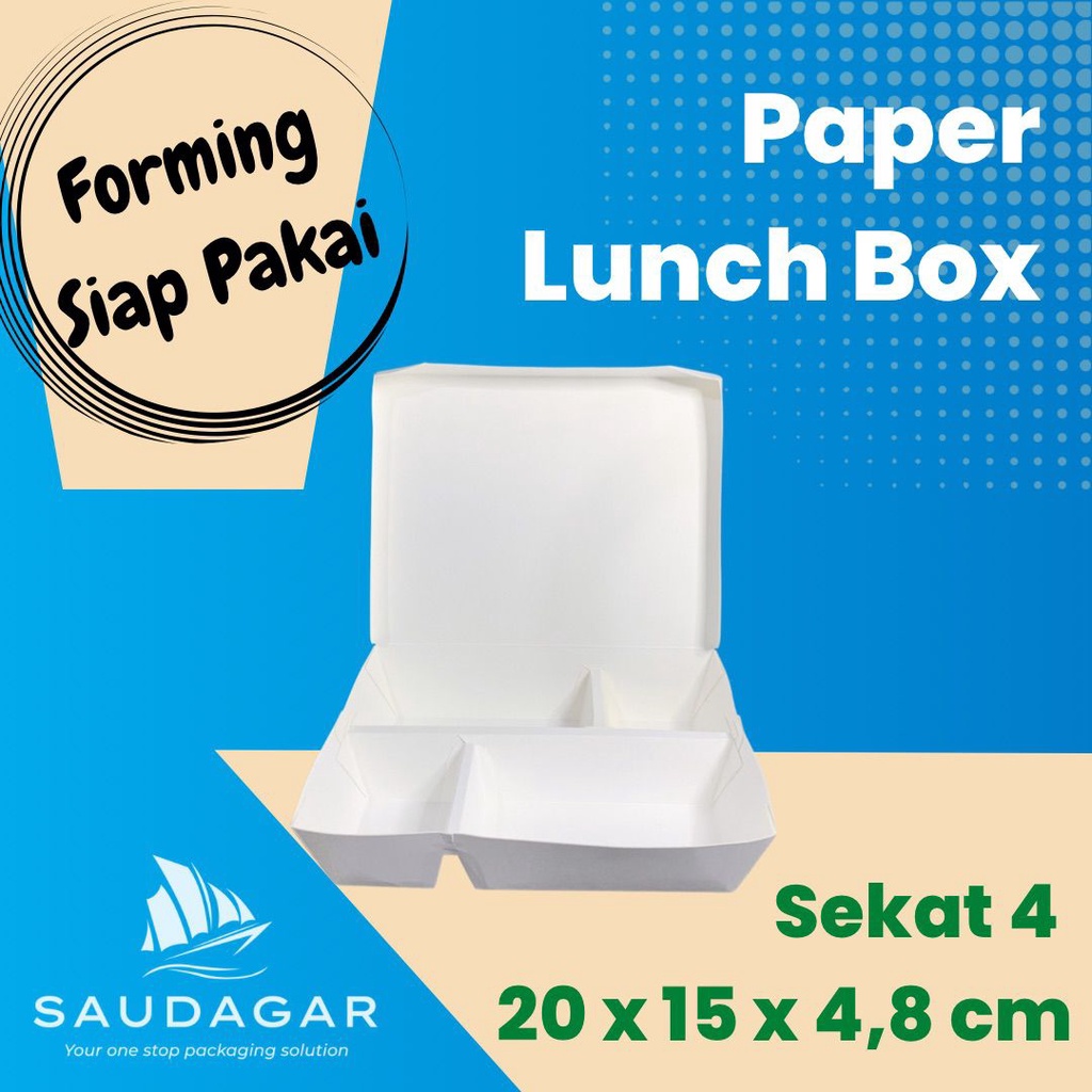 Paper lunch box small medium large warna putih dan coklat siap pakai