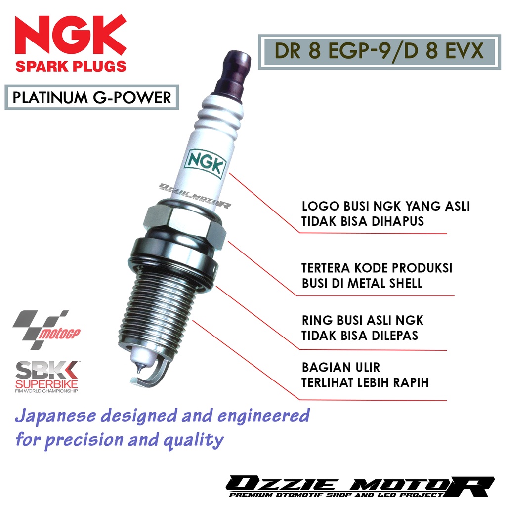 BUSI MOTOR NGK PLATINUM G-POWER DR8EGP-9/D8EVX ORIGINAL MADE IN JAPAN