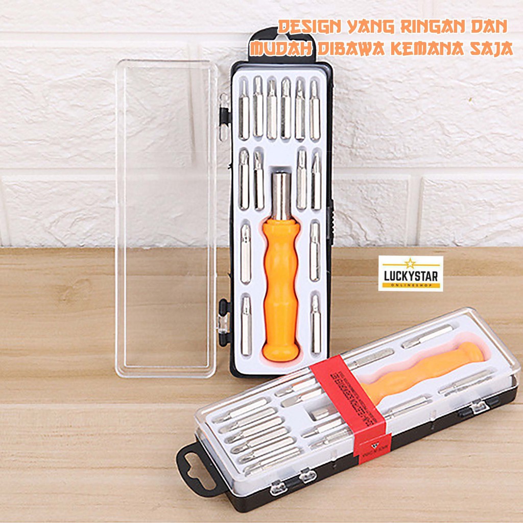 Obeng Set Magnet Tool Kit Elektronik Handphone Servis Maintenance 15in1 Import - GJ-20 - LuckyStar