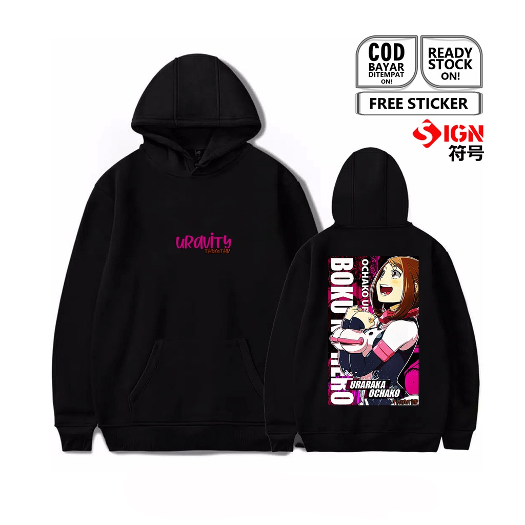 HOODIE URAVITY OCHACO URARAKA MY HERO ACADEMIA WAIFU ANIME MANGA WIBU IZUKU MIDORIYA STAR STRIPE HISASHI TOMURA SHIGARAKI DEKU BAJU JEPANG COSPLAY JAPAN CULTURE OTAKU - SIGN CLOTH