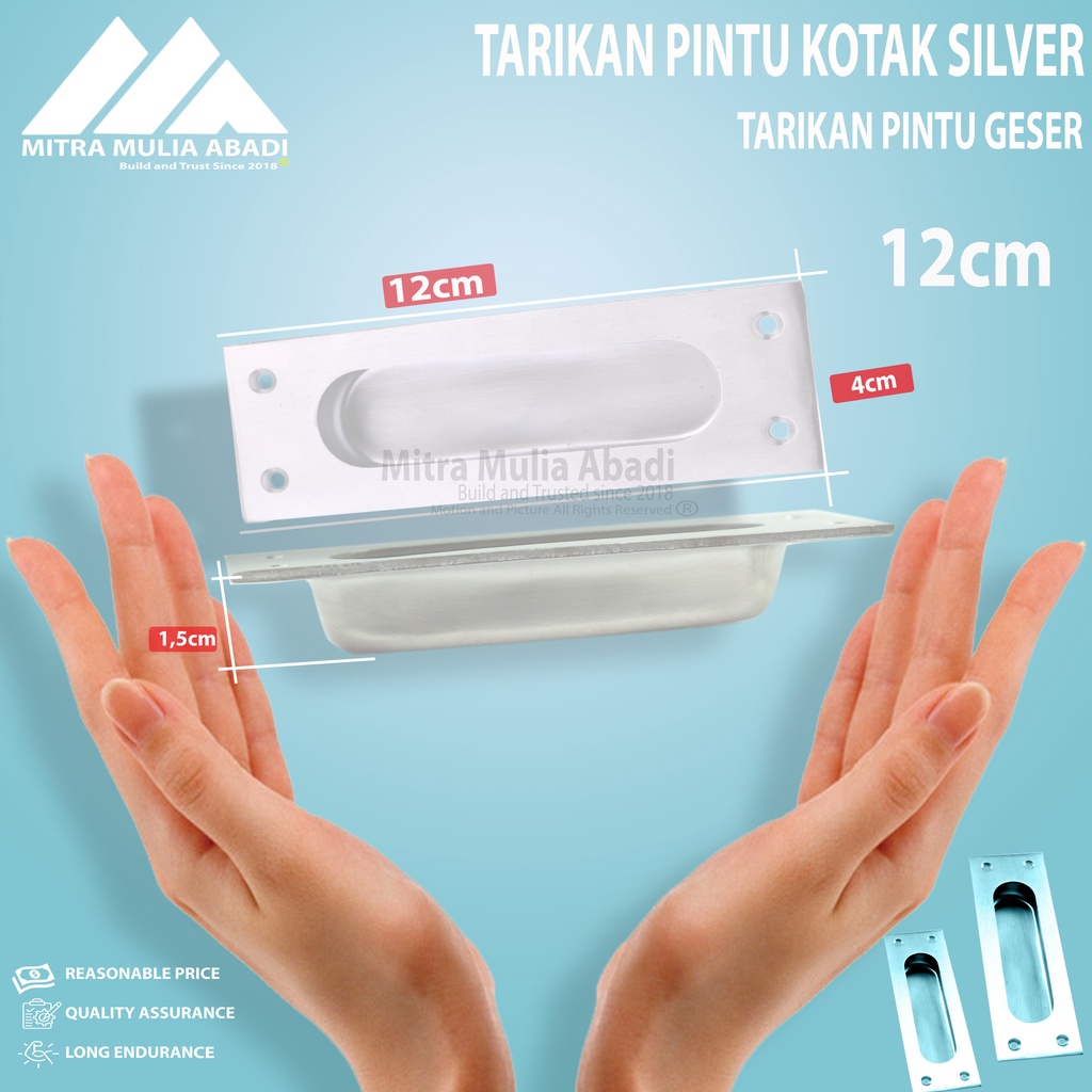 Handle Pintu/Tarikan Sliding door Kotak 12cm Putih