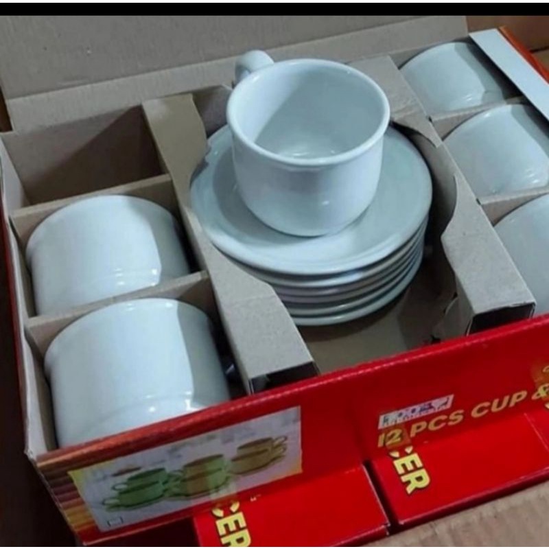 6 Cangkir + 6 pisin    cangkir set keramik Nikura/ Glass Set / Tea Set & Coffee Set only gojek.grabb
