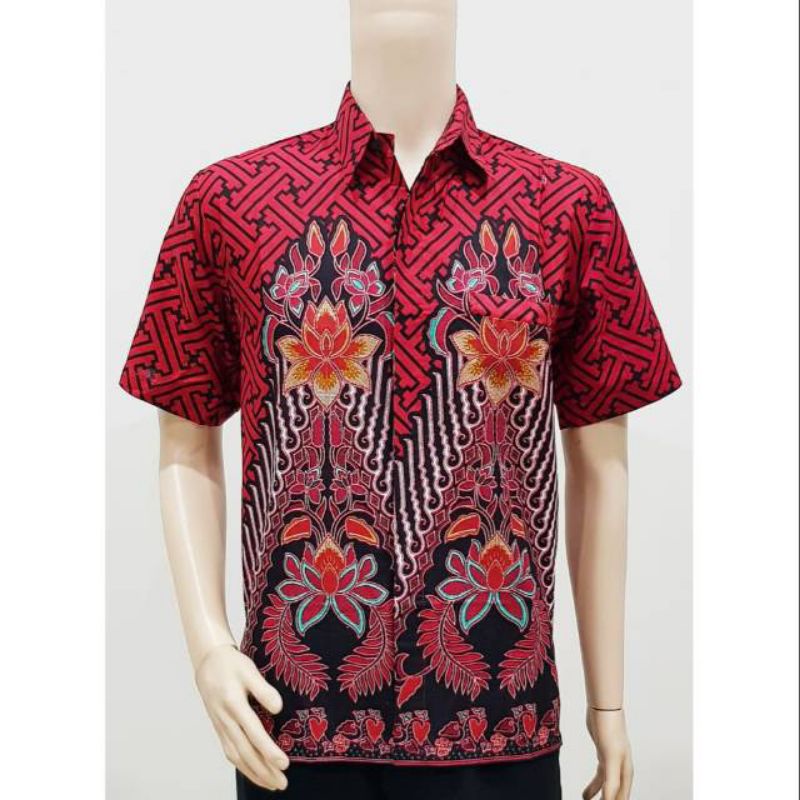Baju Pria Kemeja Batik Orchid Merah