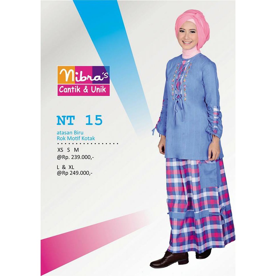 Gamis Nibras Teen NT 15 Biru cotton cantik anggun murah