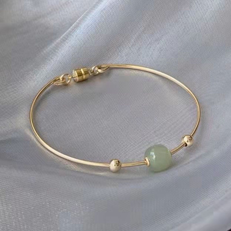 Gelang Tangan Manik-Manik Batu Jade Hetian Natural Untuk Wanita ACKER