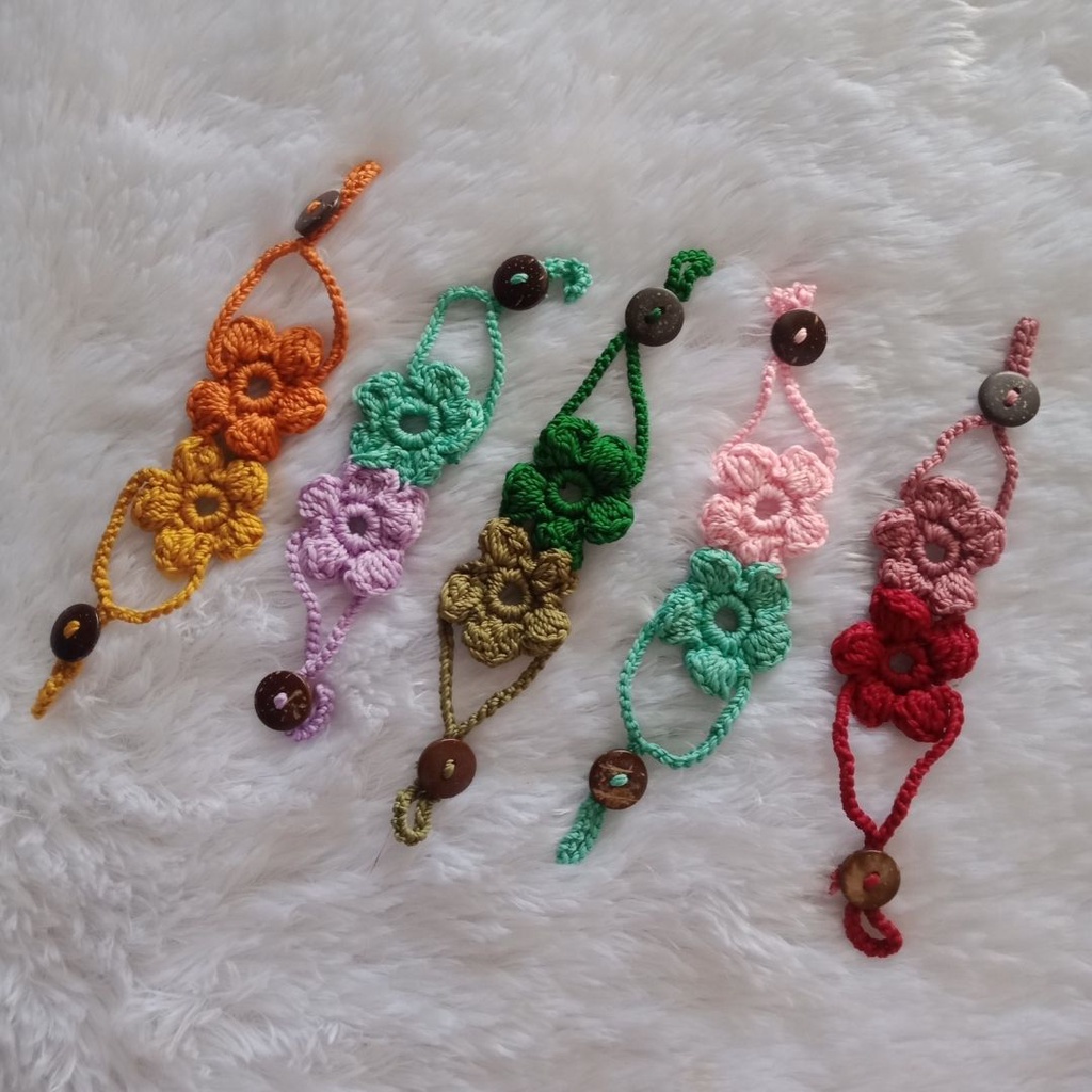 KONEKTOR MASKER RAJUT / STRAP MASKER RAJUT / KONEKTOR MASKER / KONEKTOR MASKER BUNGA DUA