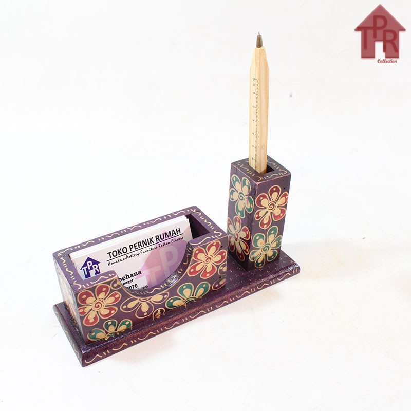 Kayu Batik - Tempat Pensil dan Kartu Nama