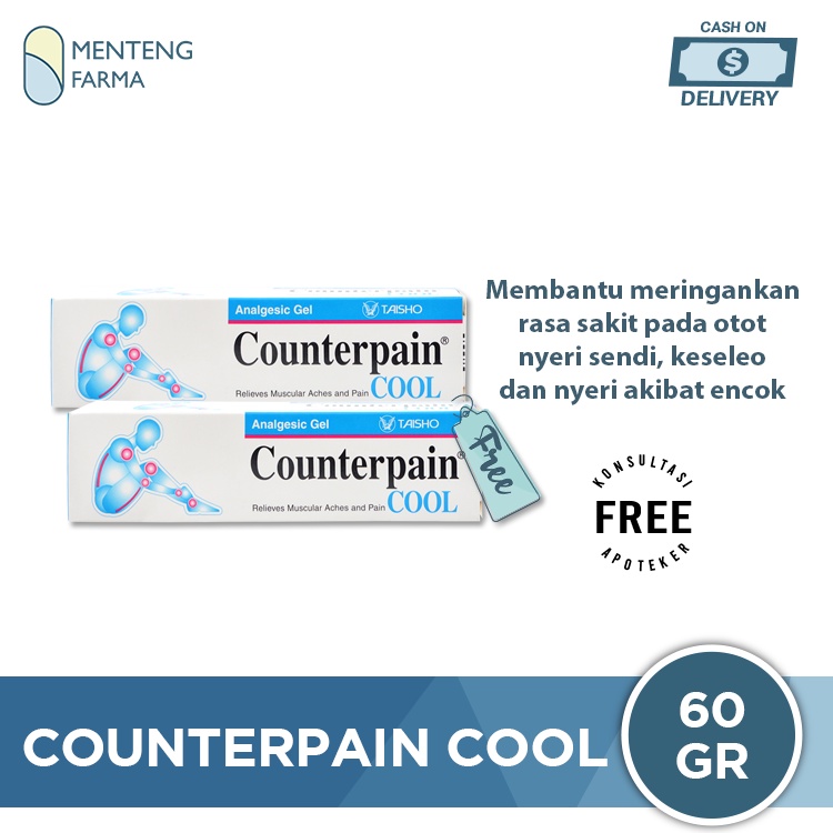 Counterpain Cool 60 gr - Gel Analagesik Pereda Nyeri Otot Keseleo Memar dan Punggung