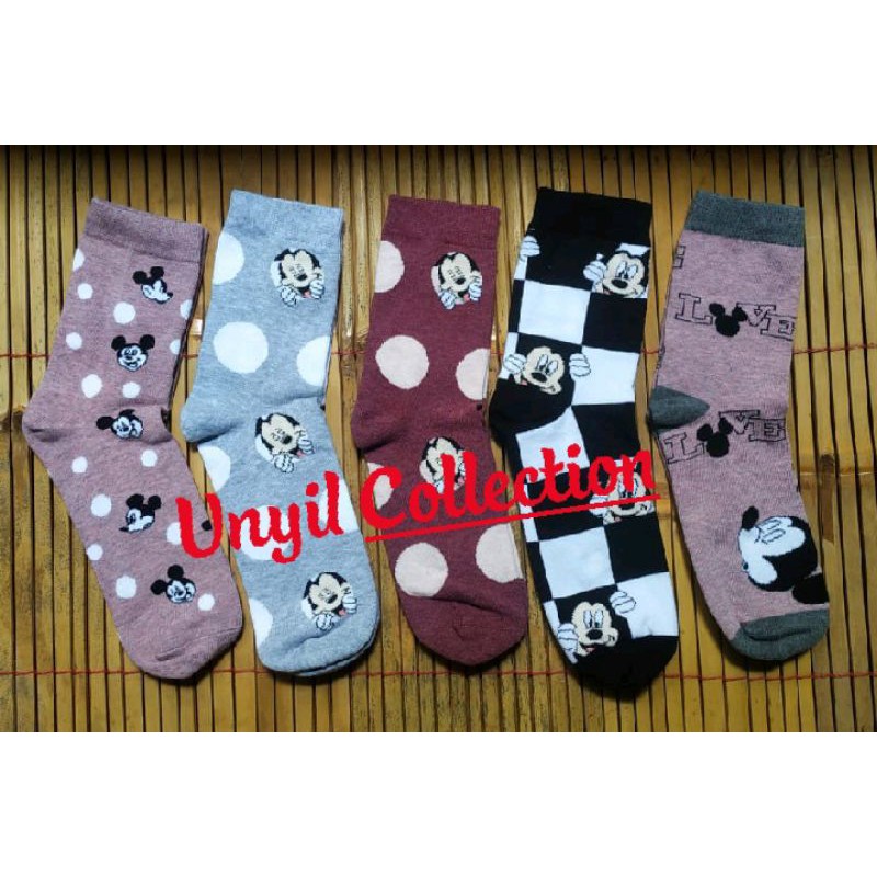 [UC] 5 Pasang kaos Kaki wanita panjang motif kartun