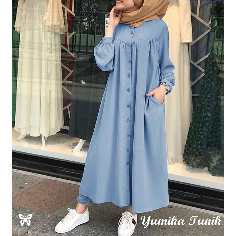 Kemeja Tunik JUMBO Panjang YUMIKA XL, XXL, 3XL Katun Chembre Good Quality