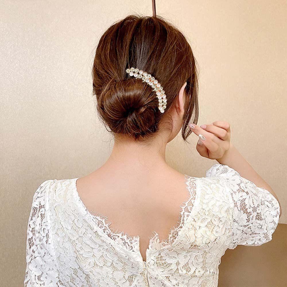 Agustina Wanita Bridal Jepit Rambut Pengantin Hiasan Kepala Vintage Rambut Klip Mutiara Berlian Imitasi Temperamen Rambut Tongkat
