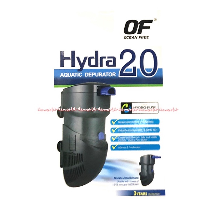 Ocean Free Hydra 20 Aquatic Depurator Alat Penjernih Air Akuarium Oceanfree Alat Filter Aquarium Tidak Berisik