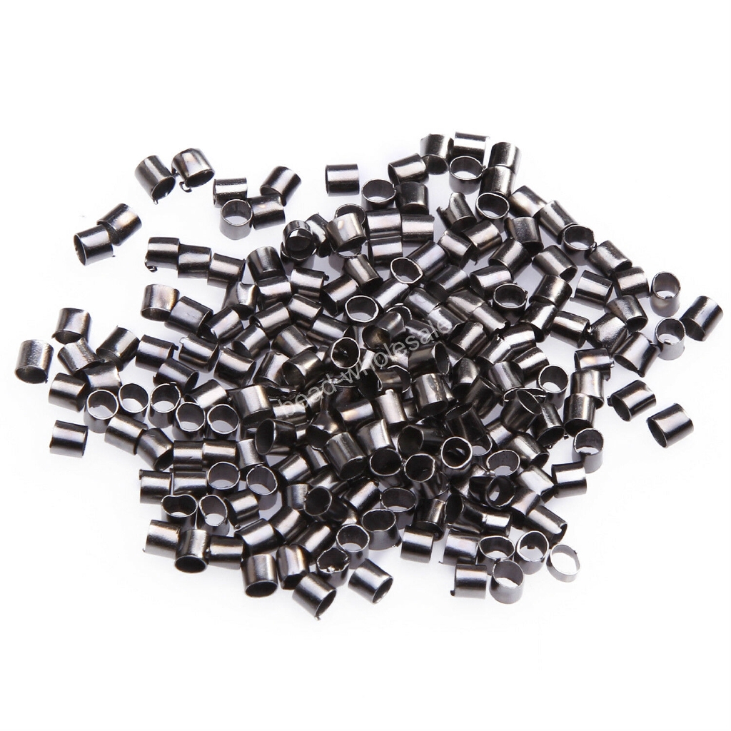 Wholesale 500pcs Silver Plated/Golden Tube Bead Crimp End Spacer Beads 2mm