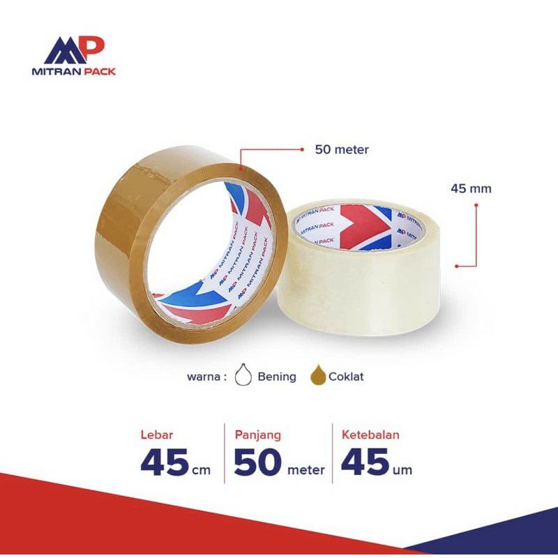 

Lakban Bening 45mm x 90m | Lakbaan Coklat 45mm x 90m