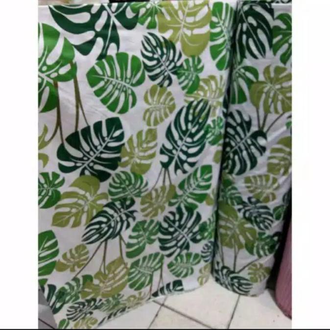 Ready Stok - Kain Bahan Sprei Meteran Katun Omar Motif Monstera