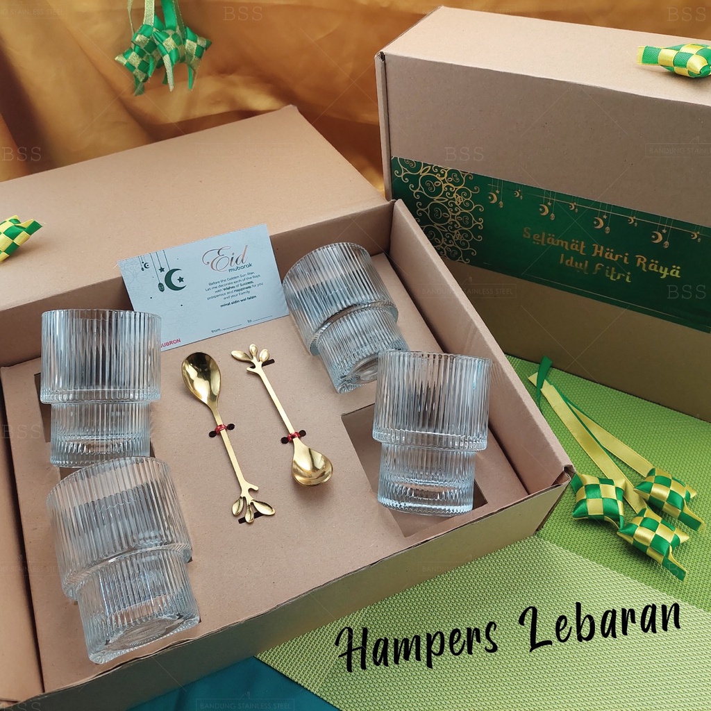 Hampers Lebaran Idul Fitri Gelas Sendok Cantik Paket Gift Keluarga Kado