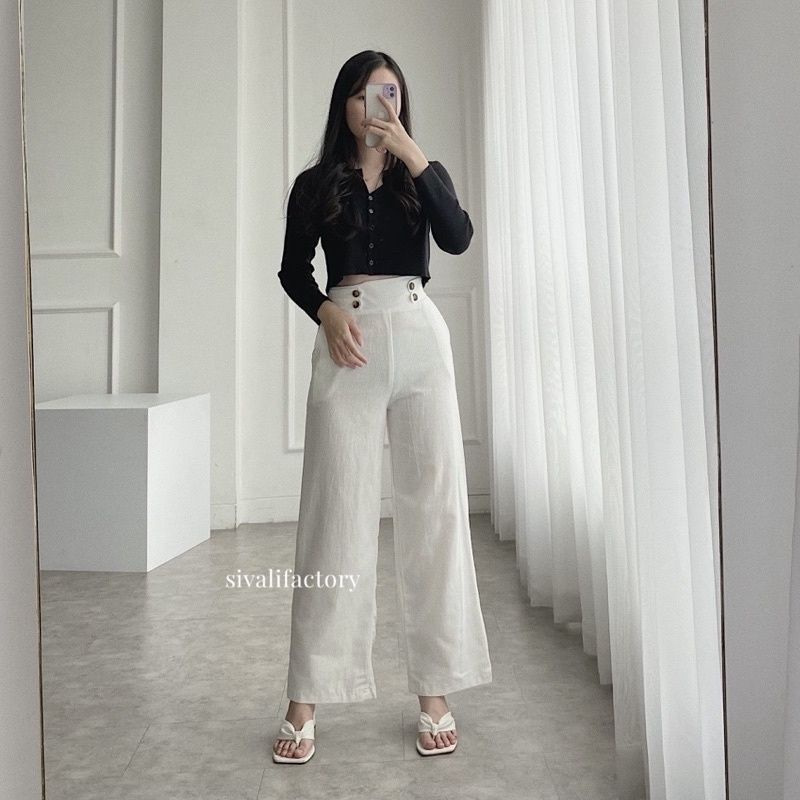 Celana Kulot Highwaist Kulot Linen Soul Kulot Linen Kancing depan Kulot Linen terbaru Kulot Linen Highwaist