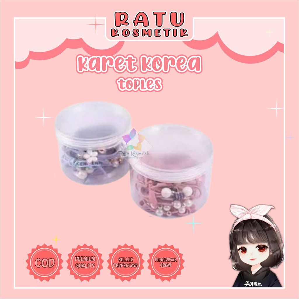 ❤ RATU ❤ Karet Ikat Rambut Wanita Korean Style | Kuncit Rambut Korea Tas | Kuncir Toples Rainbow Pastel