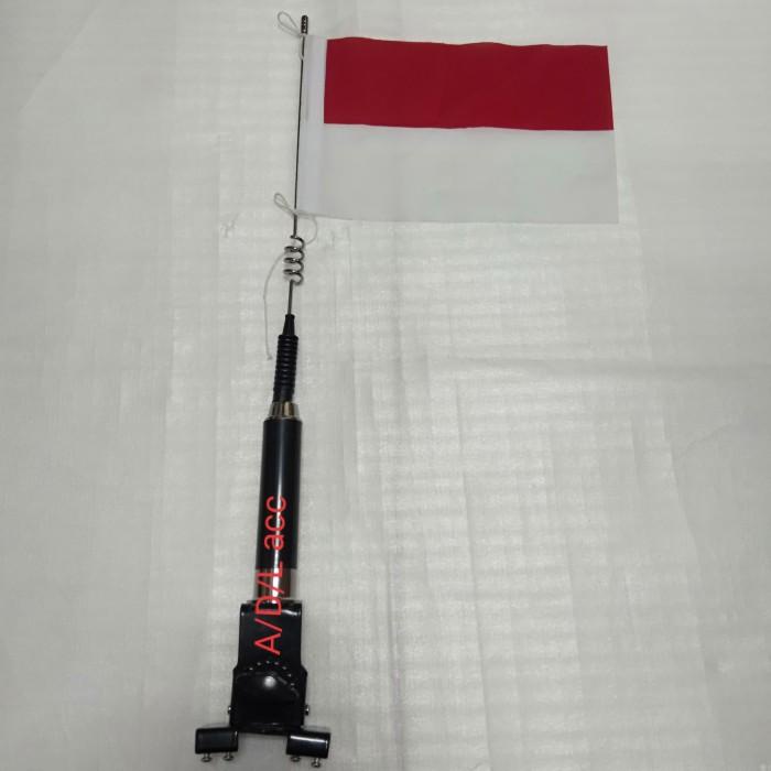 antena tiang bendara mobil jepit crom import+bendera