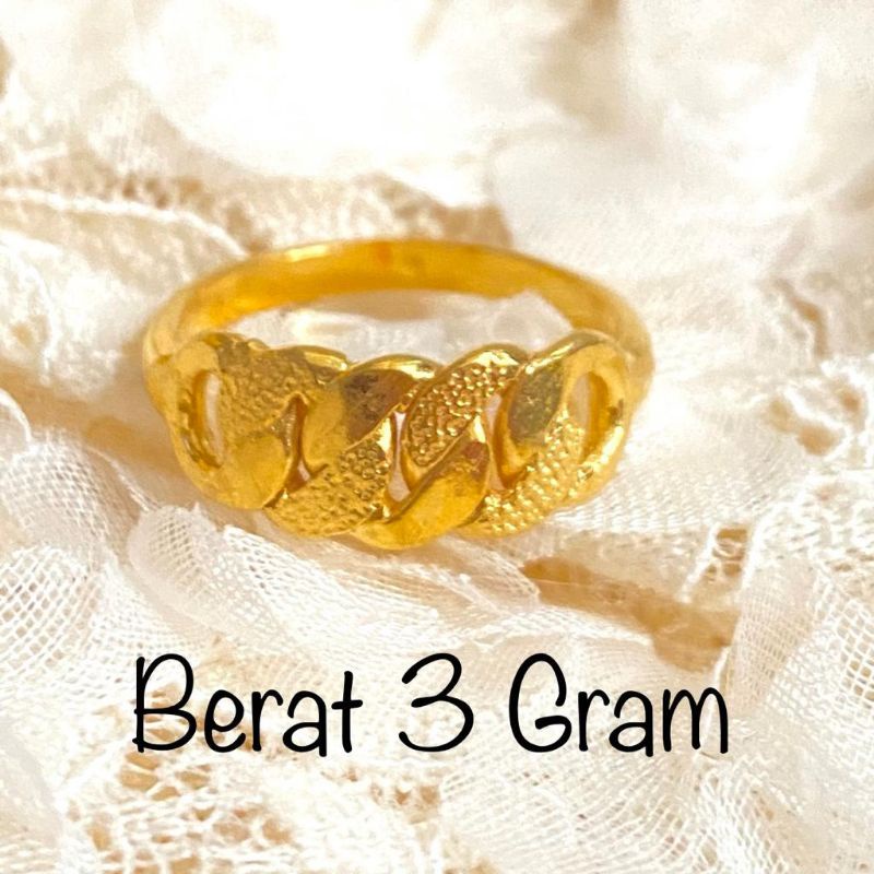 Cincin Emas Muda Dewasa Rantai Double 3 Gram