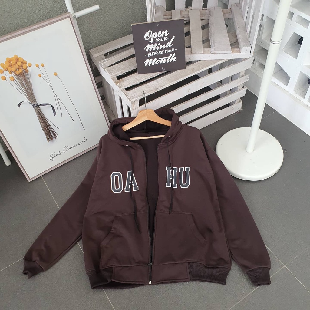 jacket oversize hoodie wanita OU HU XXL LD 130 CM PJ 70 CM sweater  oversize wanita sweater big size jaket hoodie wanita-8