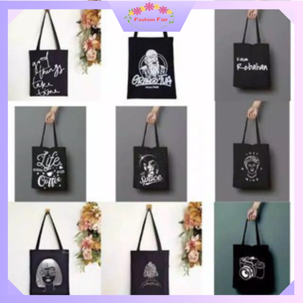 [LOKAL] Fashion Fair - Tote bag custom PAKAI SLETING - kpop murah wanita custom motif