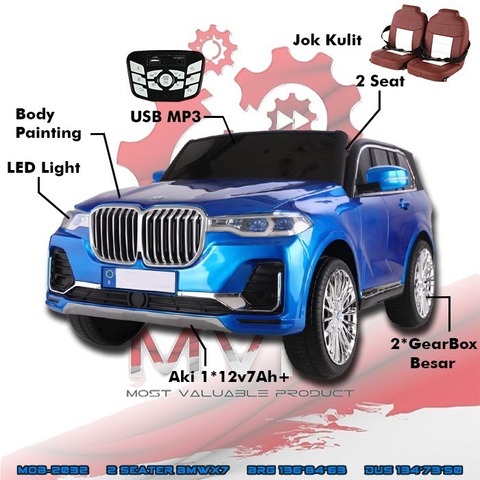 Kado anak Mobil BMW X7 Mainan Mobil Aki Ban karet-mobilan Listrik