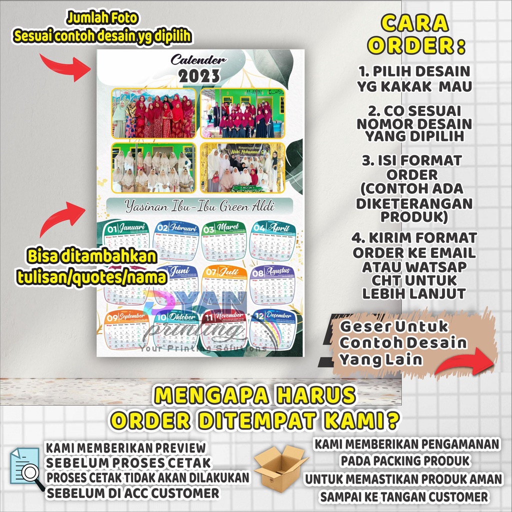 KALENDER 2023 CUSTOM FOTO,TANPA PO BISA COD/BAYAR DITEMPAT