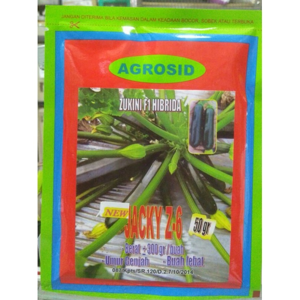 BENIH BIBIT ZUKINI JACKY Z -6 isi  50 gram.ORIGINAL Packing cap AGROSID