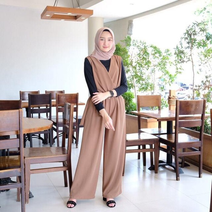 Lira Overall Layer Sloopy Wanita Sluvi Polos Panjang Jumsuit Wani MC841 Fashion Wanita Maxi Jumpsu