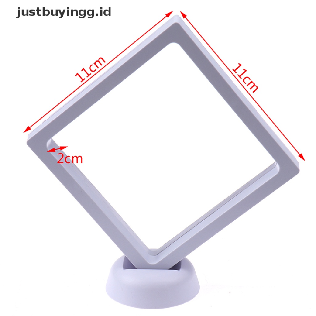 [justbuyingg.id] Square 3D Floating Jewelry Coin Display Frame Holder Box Case w/ Stand ID